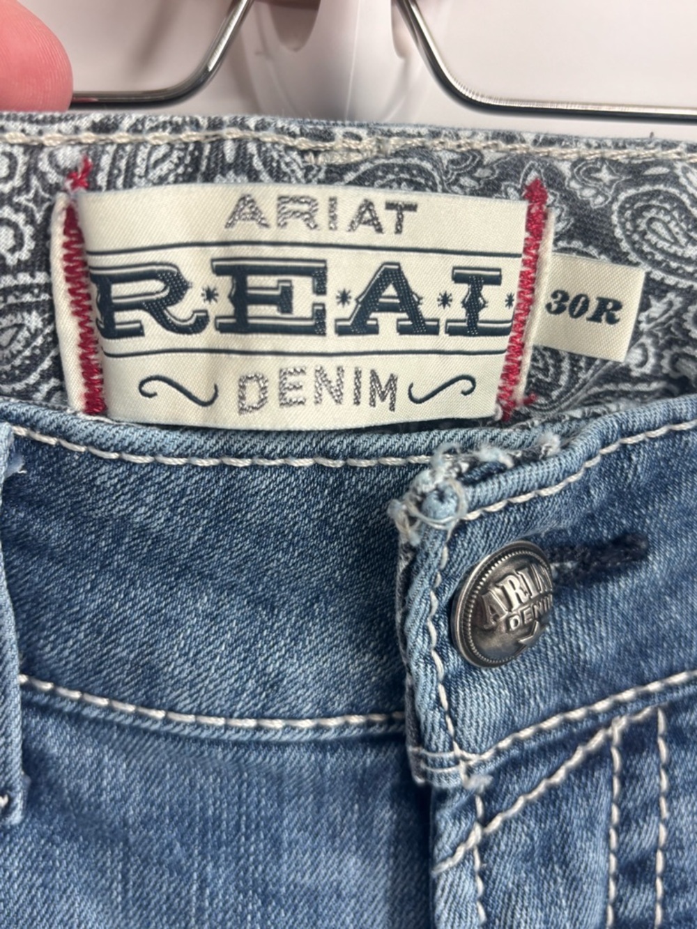 ARIAT REAL western performance stretch straight leg denim jeans stitched Sz 30 - Picture 9 of 14